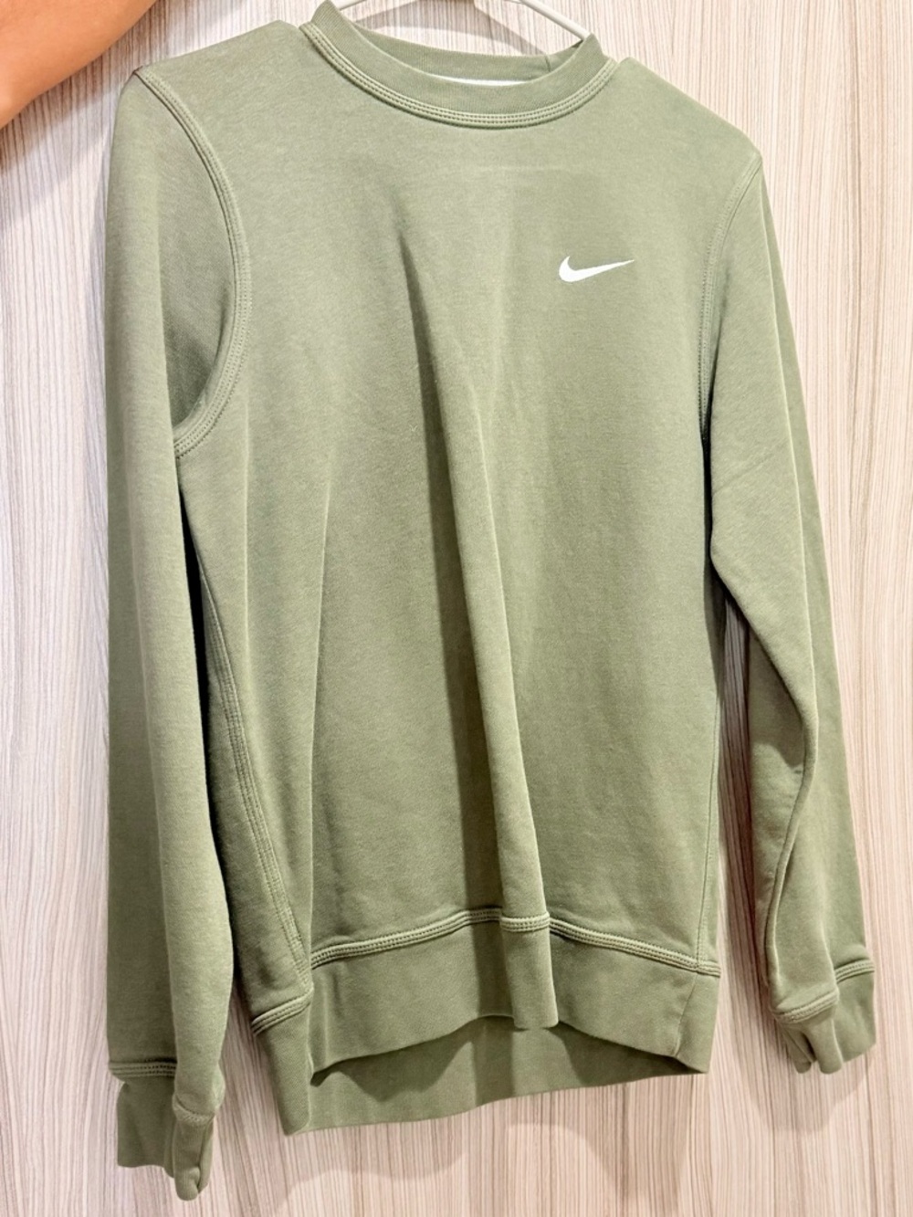 Nike Olive Green Unisex Crewneck Sweatshirt with White Swoosh Size Adult Small